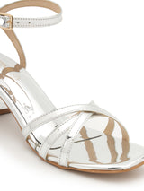 Silver PU Stylish Buckle Block Sandals (TC-NK-001-SIL)