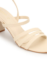 Cream PU Stylish Buckle Block Sandals (TC-NK-003-CRM)