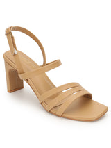 Dark Beige PU Stylish Buckle Block Sandals (TC-NK-003-DBEIG)