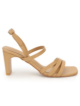 Dark Beige PU Stylish Buckle Block Sandals (TC-NK-003-DBEIG)