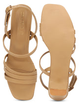 Dark Beige PU Stylish Buckle Block Sandals (TC-NK-003-DBEIG)