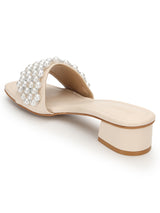 Cream PU Stylish Slip-On Block Mules (TC-NK-004-CRM)