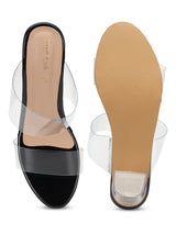 Black Perspex Stylish Slip-On Block Mules (TC-NK-007-BLK)