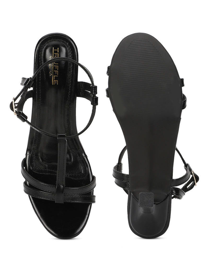 Black PU Buckle Stiletto Heels (TC-NK-010-BLK)
