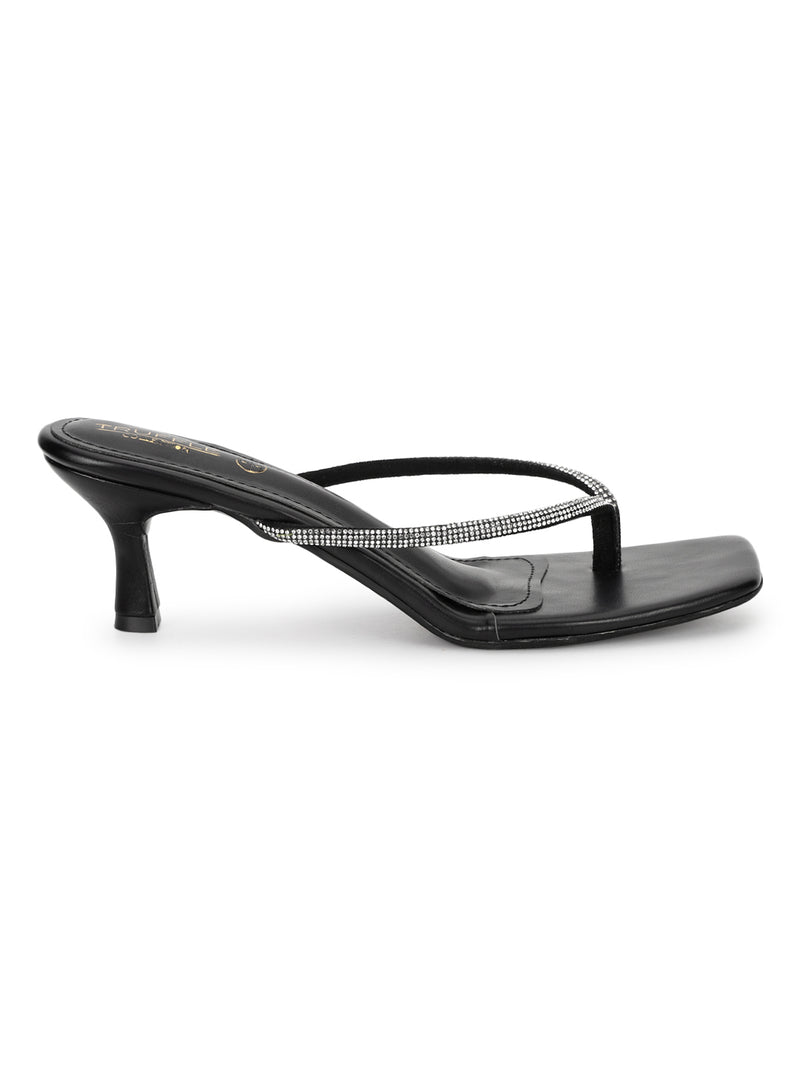 Black PU Diamanté Stiletto Heels (TC-NK-011-BLK)