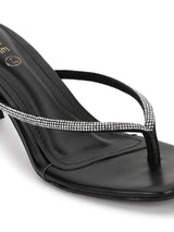 Black PU Diamanté Stiletto Heels (TC-NK-011-BLK)