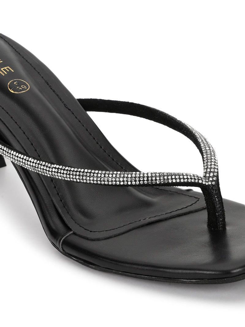 Black PU Diamanté Stiletto Heels (TC-NK-011-BLK)