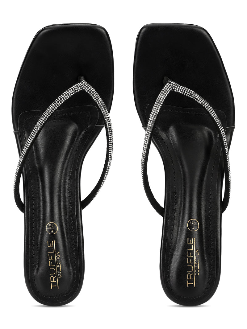 Black PU Diamanté Stiletto Heels (TC-NK-011-BLK)