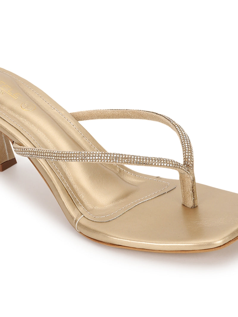 Pale Gold PU Diamanté Stiletto Heels (TC-NK-011-PGLD)