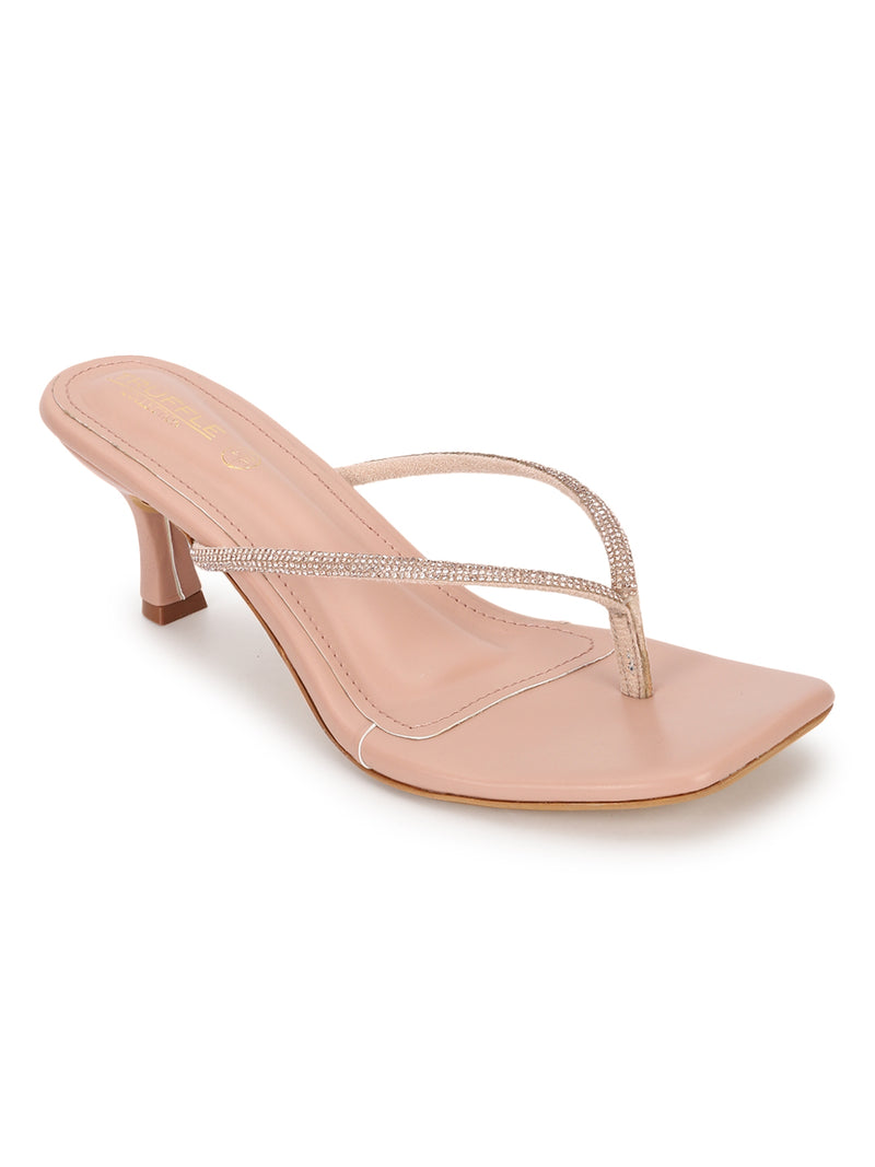 Rose Gold PU Diamanté Stiletto Heels (TC-NK-011-RGLD)