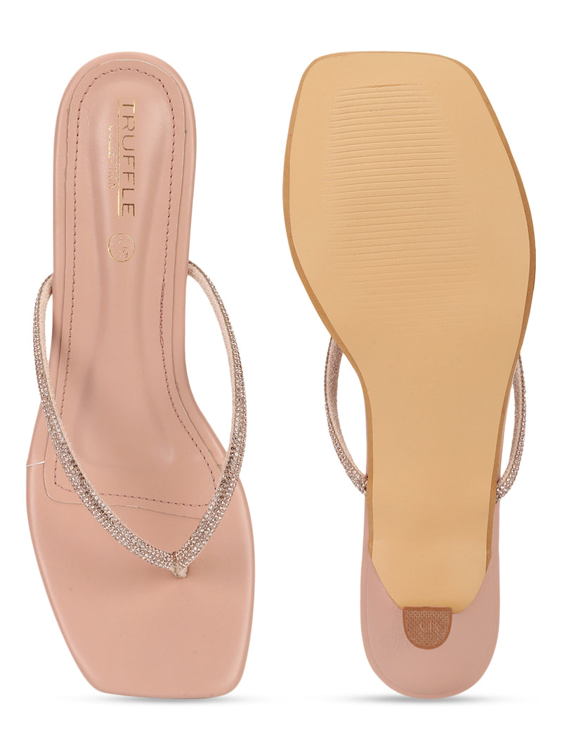 Rose Gold PU Diamanté Stiletto Heels (TC-NK-011-RGLD)