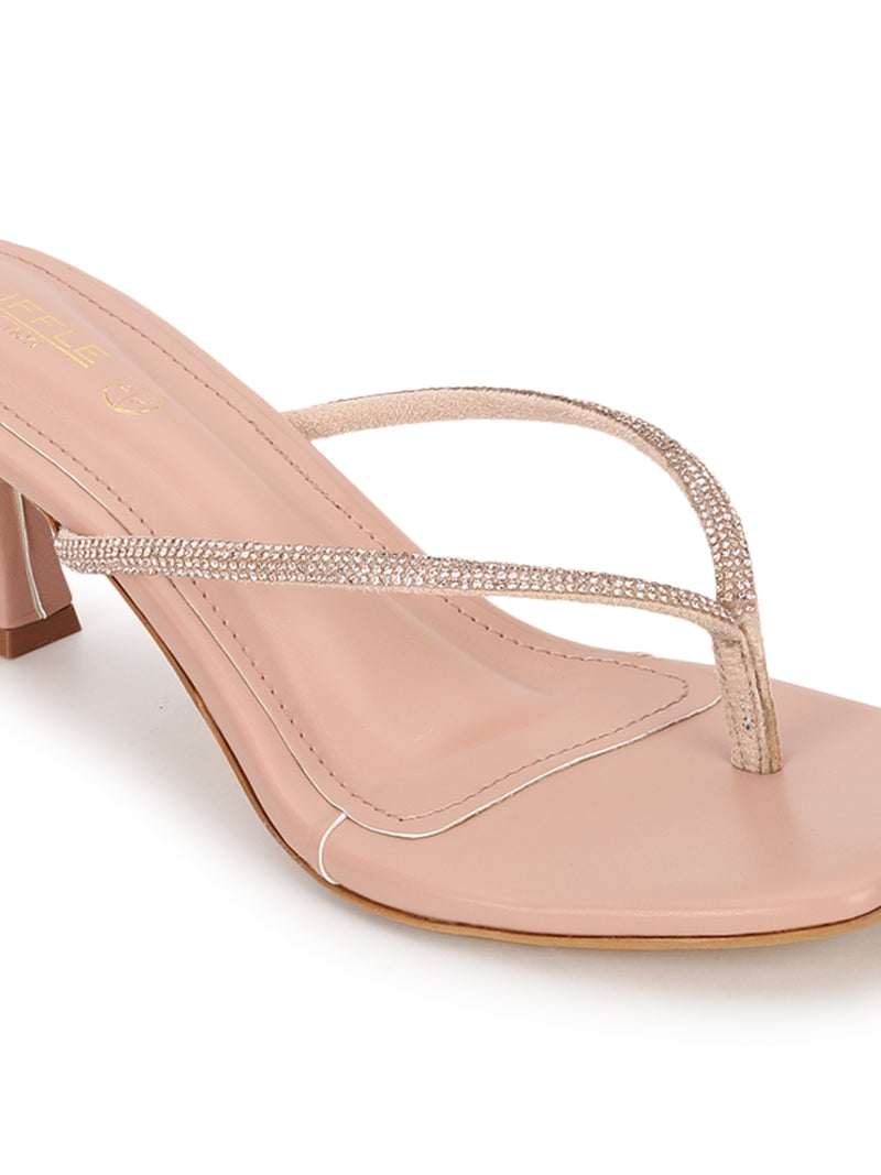 Rose Gold PU Diamanté Stiletto Heels (TC-NK-011-RGLD)