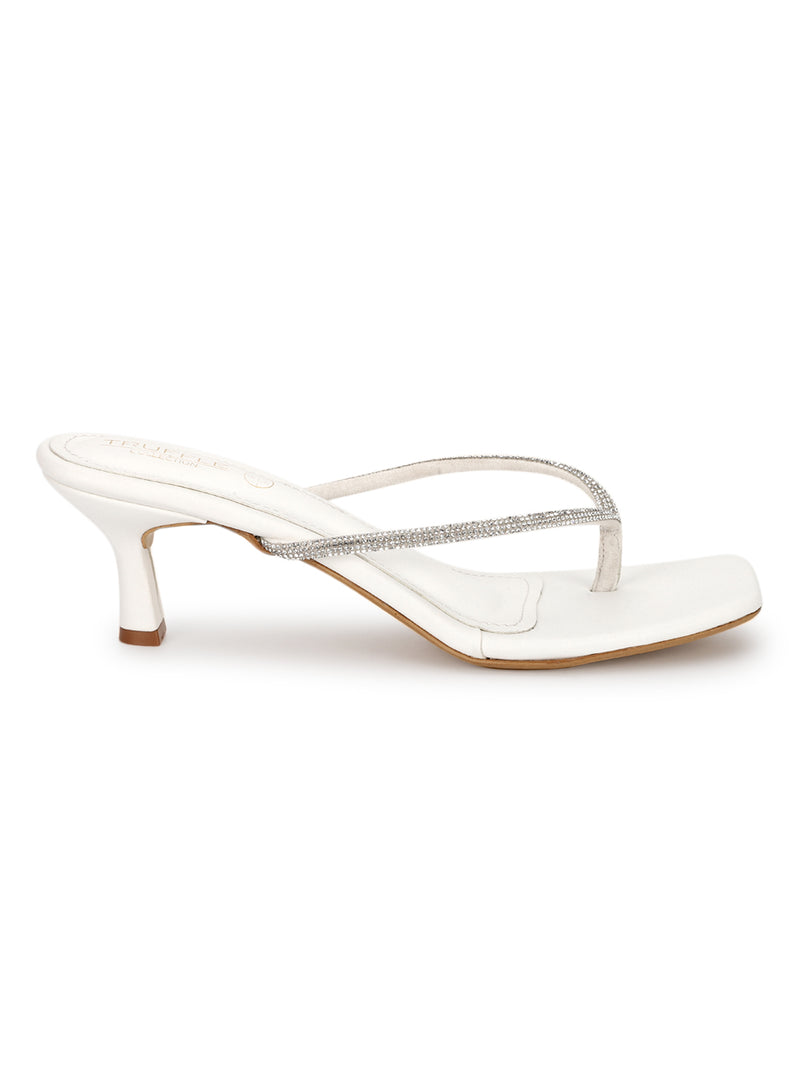 White PU Diamanté Stiletto Heels (TC-NK-011-WHT)