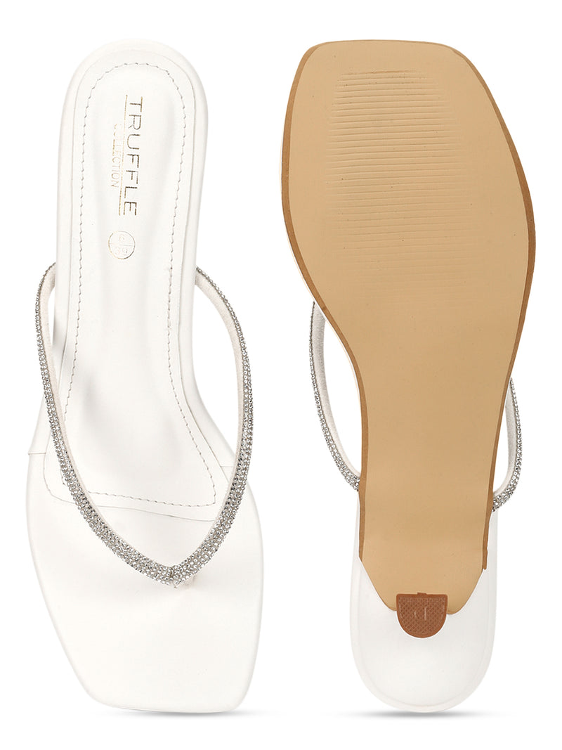 White PU Diamanté Stiletto Heels (TC-NK-011-WHT)