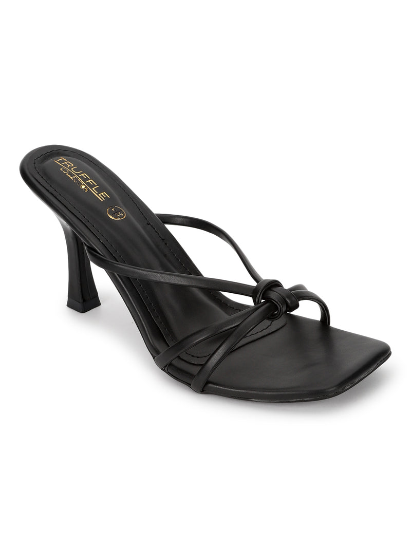 Black PU Slip-On Stiletto Heels (TC-NK-012-BLK)
