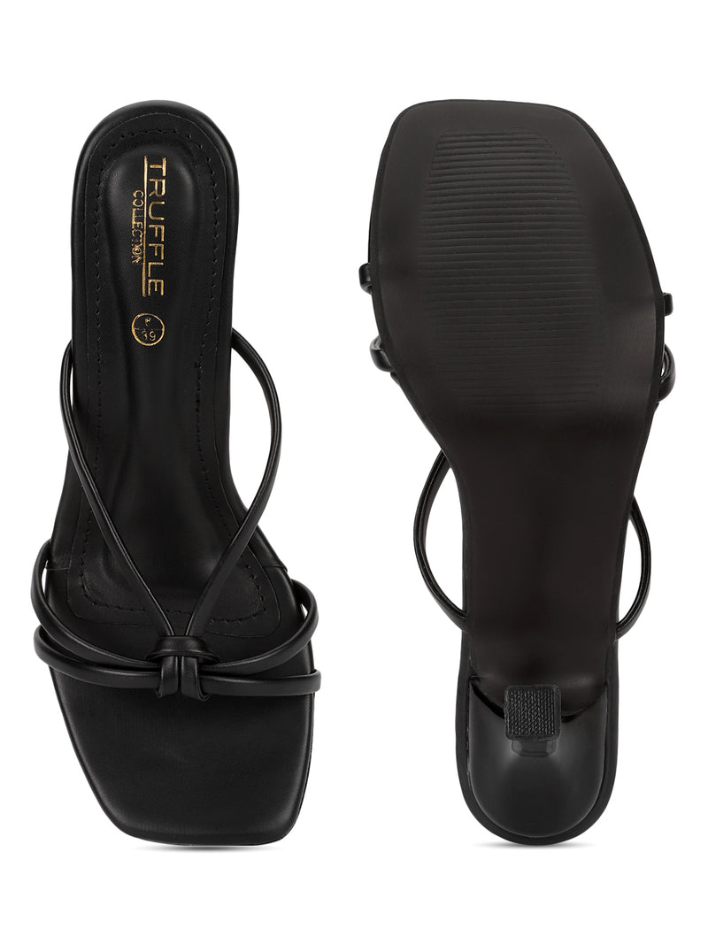 Black PU Slip-On Stiletto Heels (TC-NK-012-BLK)
