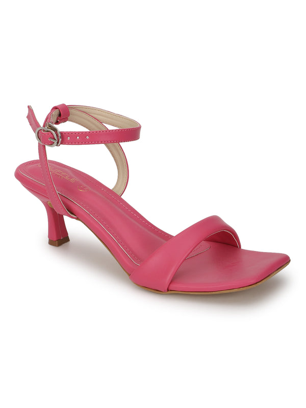 Neon Pink PU Buckle Stiletto Heels (TC-NK-013-NPNK)
