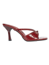 Burgundy Patent Leather Strappy Stiletto Heel Sandals (TC-NK-015-BURCROC)
