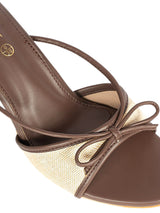 Brown Synthetic Leather Strappy Stiletto Heel Sandals (TC-NK-016-BRO)