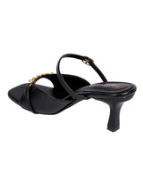 Black Synthetic Leather Embellished Stiletto Heel Sandals (TC-NK-017-BLK)