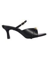 Black Synthetic Leather Embellished Stiletto Heel Sandals (TC-NK-017-BLK)