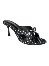 Black Lycra Polka Dot Strap With Bow Stiletto Heel Sandals (TC-NK-018-BLKPD)
