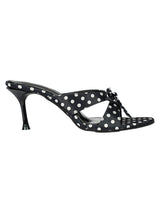 Black Lycra Polka Dot Strap With Bow Stiletto Heel Sandals (TC-NK-018-BLKPD)
