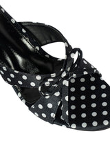 Black Lycra Polka Dot Strap With Bow Stiletto Heel Sandals (TC-NK-018-BLKPD)