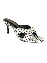 White Lycra Polka Dot Strap With Bow Stiletto Heel Sandals (TC-NK-018-WHTPD)