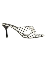 White Lycra Polka Dot Strap With Bow Stiletto Heel Sandals (TC-NK-018-WHTPD)