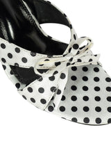 White Lycra Polka Dot Strap With Bow Stiletto Heel Sandals (TC-NK-018-WHTPD)