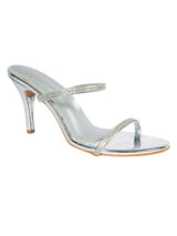 Silver Patent Leather Diamant�� Embellished Stiletto Heel Sandals (TC-NK-019-SIL)