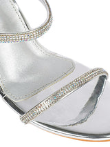 Silver Patent Leather Diamant�� Embellished Stiletto Heel Sandals (TC-NK-019-SIL)