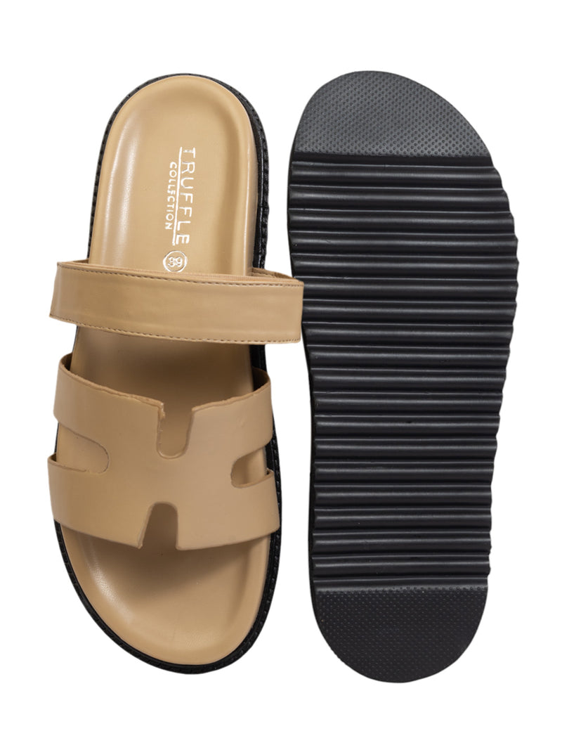Beige Synthetic Leather Stylish Slip-On Flats (TC-OS-0301-BEIG)