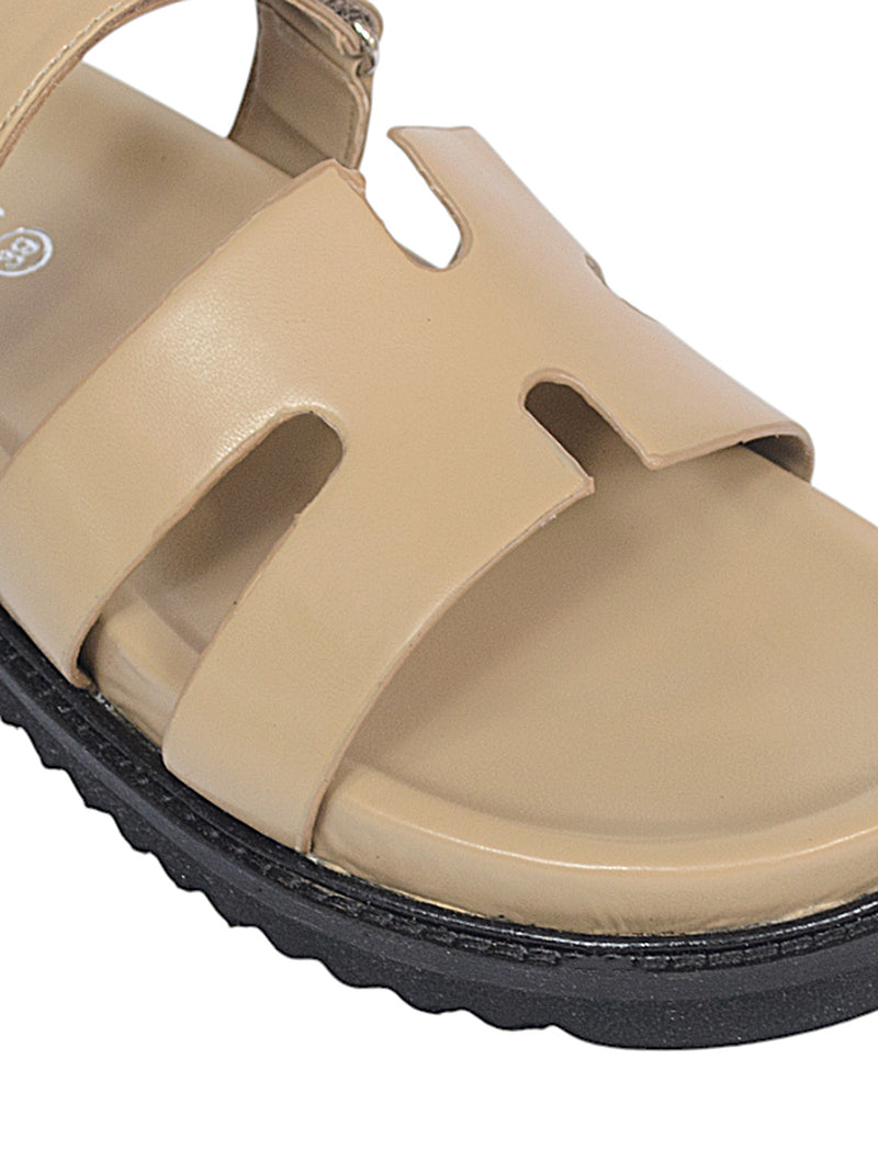 Beige Synthetic Leather Stylish Slip-On Flats (TC-OS-0301-BEIG)