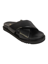 Black Synthetic Leather Crisscross Strap Slip-On Flats (TC-OS-0310-TOTBLK)