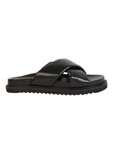 Black Synthetic Leather Crisscross Strap Slip-On Flats (TC-OS-0310-TOTBLK)