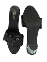 Black Synthetic Leather Ruched Strap Open Toe Transparent Block Heel Sandals (TC-OS-0312-BLK)