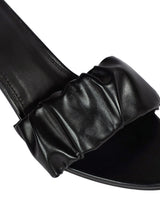 Black Synthetic Leather Ruched Strap Open Toe Transparent Block Heel Sandals (TC-OS-0312-BLK)