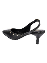 Black Synthetic Leather Embellished Studded Stiletto Pumps (TC-OS-0313-BLK)