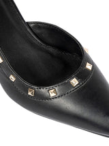 Black Synthetic Leather Embellished Studded Stiletto Pumps (TC-OS-0313-BLK)