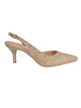 Khaki Synthetic Leather Embellished Studded Stiletto Pumps (TC-OS-0313-KHA)