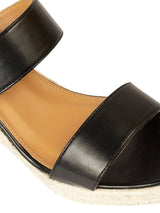 Black Synthetic Leather Jute Heel Wedges (TC-OS-0316-BLK)