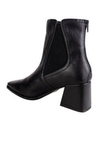 Black Synthetic Leather Chelsea Solid Block Heel Ankle Boots (TC-OS-0318-BLK)