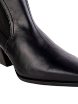 Black Synthetic Leather Chelsea Solid Block Heel Ankle Boots (TC-OS-0318-BLK)