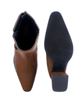 Brown Synthetic Leather Chelsea Solid Block Heel Ankle Boots (TC-OS-0318-BRO)