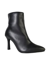 Black Synthetic Leather Pointed Toe Stiletto Heel Ankle Boot (TC-OS-0319-BLK)