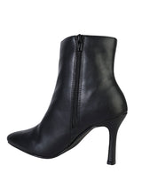Black Synthetic Leather Pointed Toe Stiletto Heel Ankle Boot (TC-OS-0319-BLK)