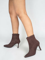 Brown Suede Leather Pointed Toe Stiletto Heel Ankle Boot (TC-OS-0319-BRO)