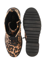 Black Hairy Leopard Lace-Up Front & Side Zipper Block Heel Ankle Boot (TC-OS-0320-BLKLEO)